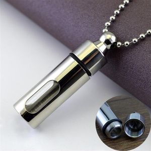 Men Aromatherapy Essential Oil Perfume Glass Cylinder Pendant Silver Chain Necklace Women Mens Stainless Steel Hip hop Jewelry Necklace