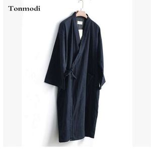 Estilo japonês vestes vestes kimono homens longo algodão gaze solto sleepwear kimono robe