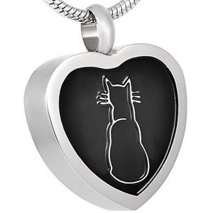 Stainless Steel Heart Baby pet cat URN Necklace Memorial Cremation Keepsake Ashes Pendant