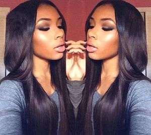 2022 100% Brazilian Human Hair Glueless Full Lace Wigs Lace Front Wig Weft Back Women Natural Black Straight Free Part