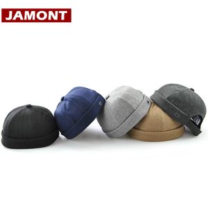 [JAMONT] Chapéus masculinos casuais gorro gorro gorro sólido de algodão moda chapéu novo portátil casquette