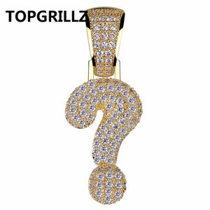 TOPHRILLZ Hip Hop Oro Argento Placcato Colore Iced Out Micro Pave Cubic Zircon Punto Interrogativo Ciondolo Neckace Charm Per Uomo Donna