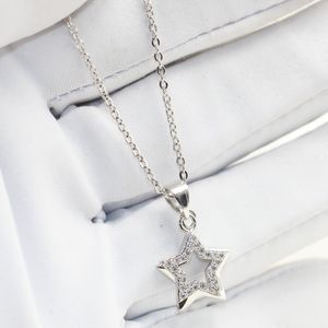Double Star Necklace Original Desgin Luxury Jewelry 925 Sterling Silver Pave White Sapphire CZ Diamond Party Promise Pendant For Women Gift