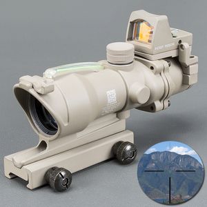 Trijicon ACOG 4X32 Tan Tactical Fibra Óptica Real Colimador Verde Iluminado Tan Red Dot Sight Caça Riflescope