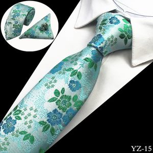 Мужские галстуки цветочные 100% шелковые жаккардовые тканые галстуки Hanky ​​Tie набор для мужчин формальная свадьба