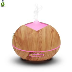 Trä luftfuktare 400 ml arom essentiell oljediffusor ultraljud luft luftfuktare med träkorn 7Color byte LED lyser elektrisk arom