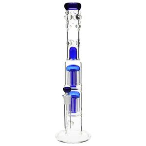 Hookahs Glass Bong Grace Water Pipe Double x Arm Tree Dome Perc without Shot Hole Blue Send