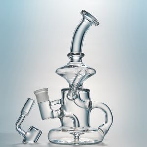 Klein Tornado Recycler Glass Bong 7.5 Inches Hookahs Clear Glass Latest Bongs Oil Rig Dab Rig HR024