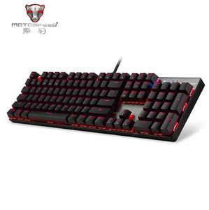 Resmi satış! Motospeed CK104 Gaming Kablolu Mekanik Klavye 104 Tuşlar Gerçek RGB Mavi Anahtarı LED Aydınlatmalı Anti-Ghosting Oyun için