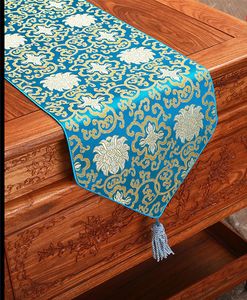 Cheap 300 cm Long Fancy Chinese Silk Table Runner Wedding Christmas Dinner Party Damask Table Cloth Rectangular Dining Table Mat318F