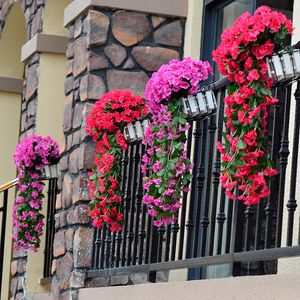 flower wall artificial flower New Violet home Decoration Simulation Valentine s Day wedding Hanging Basket Orchid Silk fake Flowers