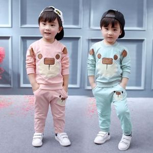 Set di vestiti per bambini autunnali da 2 pezzi Orso Vestiti per neonati maschi Completi per neonati Camicia per bambini Top Pantaloni