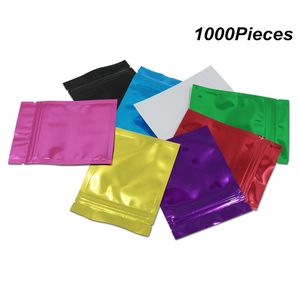 8.5X13 cm 1000 Pieces Colorful Aluminum Foil Reusable Food Storage Packing Bags for Tea Powder Snack Foil Mylar Zipper Resealable Pouches