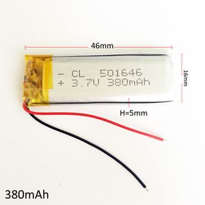501646 3.7V 380mAh Lithium Polymer LiPo Rechargeable Battery cells power For Mp3 MP4 headphone DVD mobile phone Camera psp smart watch