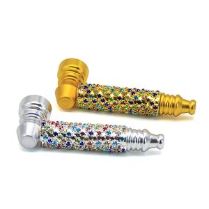 Металлическая труба красочная бриллиантовая золотая трубка алюминиевая сплава мини -курящая труба