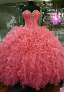 2018 Ny elegant bollklänning quinceanera klänningar i 15 år spets upp sött 16 prom fest prom klänning