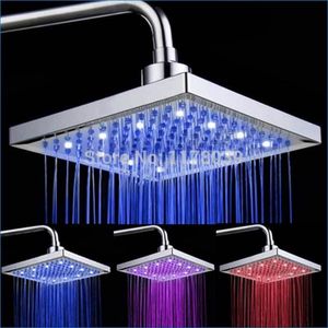 Cabeça de chuveiro LED 8 polegadas, cabeça de chuveiro de chuva, cor colorida, cabeças de chuva, frete grátis J14215