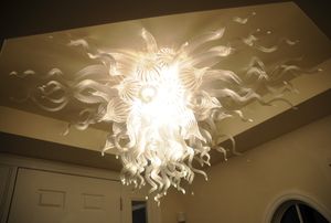 Lampa Top sprzedaż nowoczesny kryształowy żyrandol Home Decor ręcznie dmuchane szkło artystyczne lampy sufitowe jadalnia oświetlenie do salonu LED żyrandole
