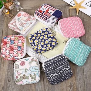 Small Cotton Storage Bag Zipper Sanitary Towel Bags Storage Female Hygiene Sanitary Napkins Package Purse Case