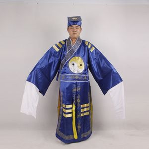 中国オペラローブ +帽子の北京オペラコスチュー3つの王国時代Zhu Geliang Uniform Bagua Tai Chi Wudang Daoist Drama Outfit