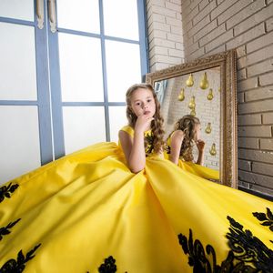 Balo Lolita Sarı Çiçek Kız çocuklar Parti Prenses Doğum Günü Balo Örgün Pageant Elbiseler 59