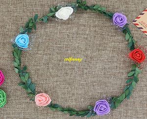 200PCS / Parti 6 Blommor Kvinnor Lady Girls Flower Wreath Headband Floral Garlands for Wedding Party