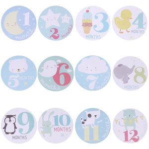 3.9in 10cm Diameter Baby Monthly Photograph Stickers Month 1-12 Milestone Sticker Great Shower Gift DIY Scrapbook Photo Toys on Sale
