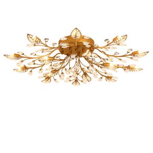 Vintage Crystal Ceiling Chandelier Lighting E14 Iron Pendant Lamp black/Bronze for Living Room Bedroom Restaurant Porch