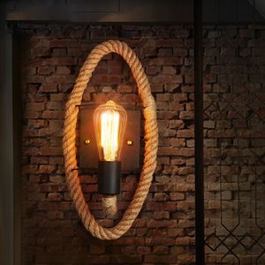 アメリカの麻ロープサークルベッドルームの壁ランプレトロな金属の廊下の壁の燭台牧歌バーカウンタークラブの壁の照明器具