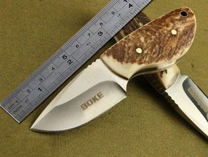 Высокое качество! Лучший мини -бок -нож рука рога 7cr17 Фиксированный лезвие мини -охотничий нож с кожаной оболочкой выживаемые ножи на открытые инструменты