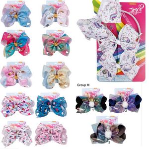 ins Multi Group 8" or 5" Hair Bow girl colorful Geometry print Bow Barrettes Girl Rainbow girl Hairbands Girls Hair Christmas hair bows