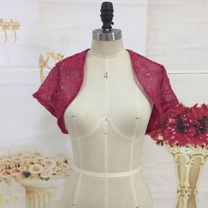 Sparkly Sequins Lace Bridal Bolero Jacket Wrap Shrug Cheap Short Sleeve Front Open Lace Sheer Jacket Brides Accessary