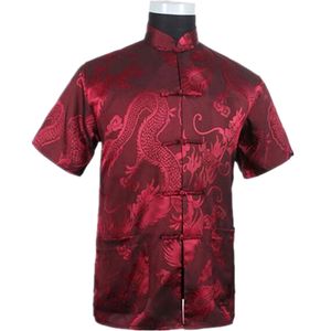 Borgonha Chinês Homens Verão Camisa de Lazer de Alta Qualidade Rayon Tai Chi Camisas Plus Size M L XL XXL XXXL M061308