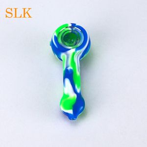 Entrega rápida Mini tubos de fumantes de silicone Tubos de queimador de óleo de vidro fumando bong com tigela de vidro Tubo de silício 420 Acessórios para fumantes