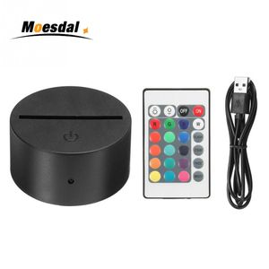 حار بيع الصمام مصباح قاعدة ل3D الوهم الاكريليك ضوء مل 3pcs تبديل البطارية DC 5V RGB اللمس الاكريليك قاعدة بقيادة