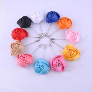 Wedding Boutonniere Floral Stain Silk Rose Flower 16 colori disponibili Groom Groomsman Man Pin Spilla Corpetto Suit Deco