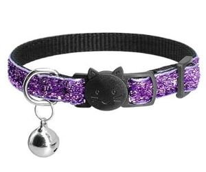 Free Shipping Wholesale Quick Release Kitten Cat Collar Bling Sequins Puppy Dog Collars With Cute Bell Safety for Kitten Dog Adjustable