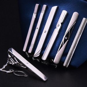 Fashion Necktie Clip Silver Tone Metal Clamp Jewelry 14 colors For Business man Necktie father Tie Clip mens tie clip Christmas gift