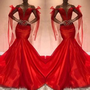 Dresses Red Bateau Evening Sleeveless Trumpet Prom Back Zipper Sheer Neck Sweep Train Custom Made Formal Ocn Party Gowns