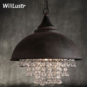 vintage iron crystal pendant lamp home bedroom hotel dinning room restaurant loft bar cafe antique crystal chandelier suspension light