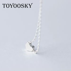 TOYOOSKY 925 Sterling Silver Love Heart Necklaces & Pendants Simple  Necklace For Women Fine Jewelry Colar Bijoux Collier