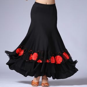 Free Shipping Ladies Flamenco Dance Costume Skirt Ballroom Dress Standard Modern Waltz Tango Dancing Performance Costumes Blue Red Purple