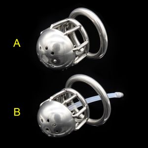 2 Styles Small Size Male Stainless Steel Cock Cage Penis Ring Chastity Device With Long Silicone Catheter BDSM Sex Toys For Men