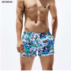 SEOBEAN Stampa Cartoon Costumi da bagno da uomo ad asciugatura rapida Bordo da spiaggia Costume da bagno corto da uomo Costume da bagno Boxer Brief Sunga Maillot De Bain