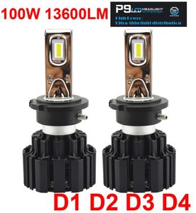 1セットD1S D2S D3S D4S Universal 100W 13600LM P9 LEDヘッドライト2.5mm超薄いノーブラインドフリップチップパワーホワイト6000Kランプ球50W 6800LM