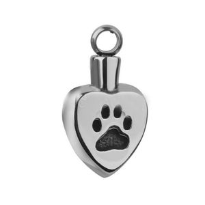 Serce Urn Naszyjniki Pet Dog Paw Print Kremacja Naszyjnik Memorial Wisiorek Ashes with LELEL Filler Kit