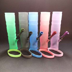 Portable Hookahs Silicone Water Bong Pipe Smoking Dry Herb Unbreakable Herbal Percolator Filter Cigarette Pipes Oil Rigs 6 Colors gift