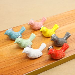 cute cartoon kids handles color ceramic bird drawer shoe cabinet knob pull red pink yellow blue green white gary children handle