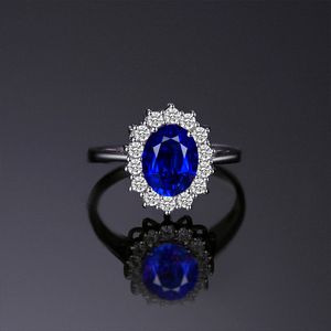 JewelryPalace Princess Diana 3.2 ct Created Blue Sapphire Ring 925 Sterling Silver Engagement Rings For Women Brand Fine Jewelry