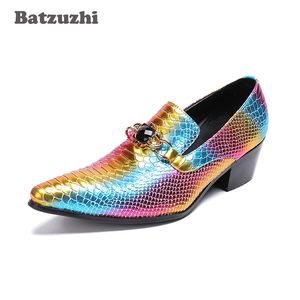Batzuzhi 이탈리아 스타일 Zapatos Hombre 가리키는 발가락 남자 신발 Muti 색상 6.5cm 높은 뒤꿈치 파티, 비즈니스 가죽 신발 남성, 큰 크기 U12, EU46